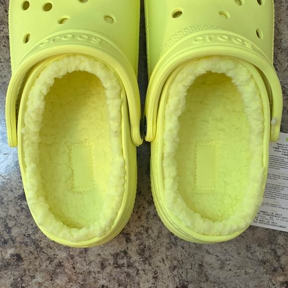 Neon Yellow Fur-Lined Crocs - Picture 7 of 11